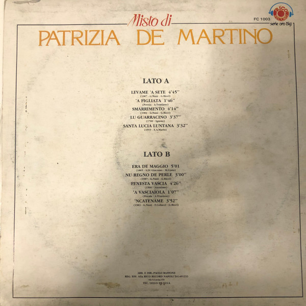 Patrizia De Martino - Misto Di Patrizia De Martino | Rico Record Sound (FC 1003) - 2 Patrizia De Martino - Misto Di Patrizia De Martino | Rico Record Sound (FC 1003) - 2