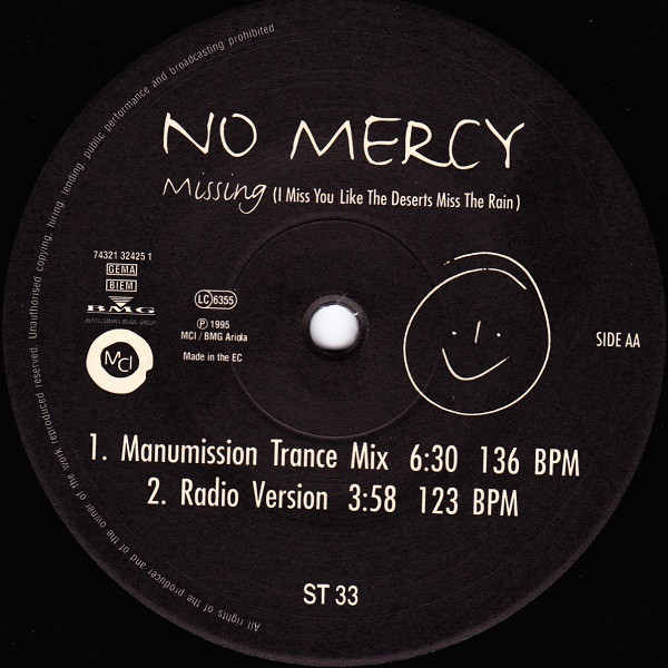 No Mercy - Missing (I Miss You Like The Deserts Miss The Rain) | MCI (74321 32425 1) - 4