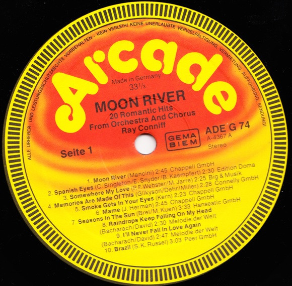 Ray Conniff And His Orchestra & Chorus - Moon River (20 Romantic Hits) | Arcade (ADE G 74) - 3