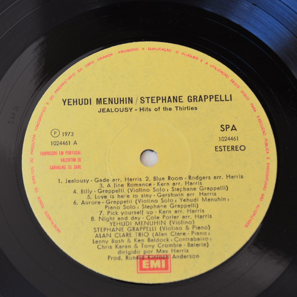 Yehudi Menuhin , Stéphane Grappelli & Alan Clare Trio - Jalousie (Hits Of The Thirties) | EMI (1024461) - 3