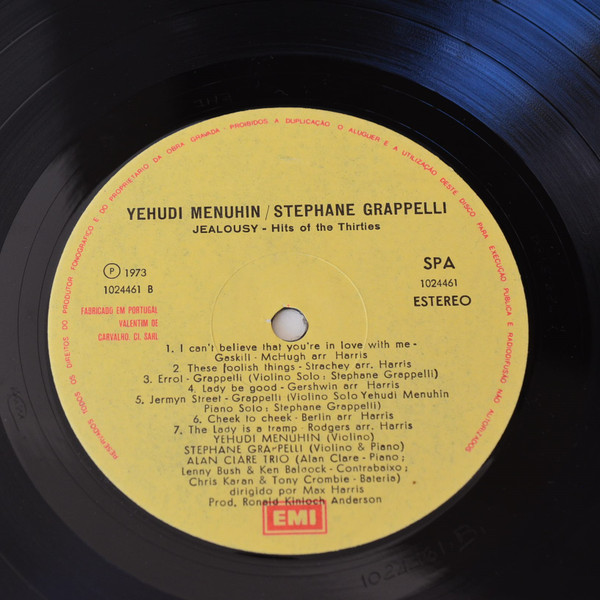 Yehudi Menuhin , Stéphane Grappelli & Alan Clare Trio - Jalousie (Hits Of The Thirties) | EMI (1024461) - 4