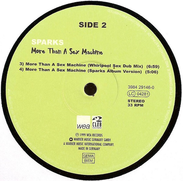 Sparks - More Than A Sex Machine | WEA (3984 29146-0) - 3 Sparks - More Than A Sex Machine | WEA (3984 29146-0) - 3