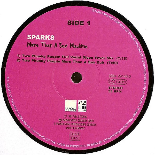 Sparks - More Than A Sex Machine | WEA (3984 29146-0) - 2 Sparks - More Than A Sex Machine | WEA (3984 29146-0) - 2