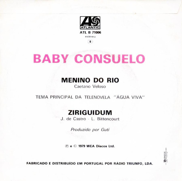 Baby Consuelo - Menino Do Rio | Atlantic (ATL B 71006) - 2