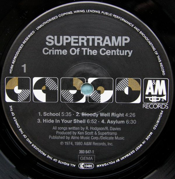 Supertramp - Crime Of The Century | A&M Records (393 647-1) - 3