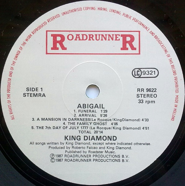 King Diamond - Abigail | Roadrunner Records (RR 9622) - 3