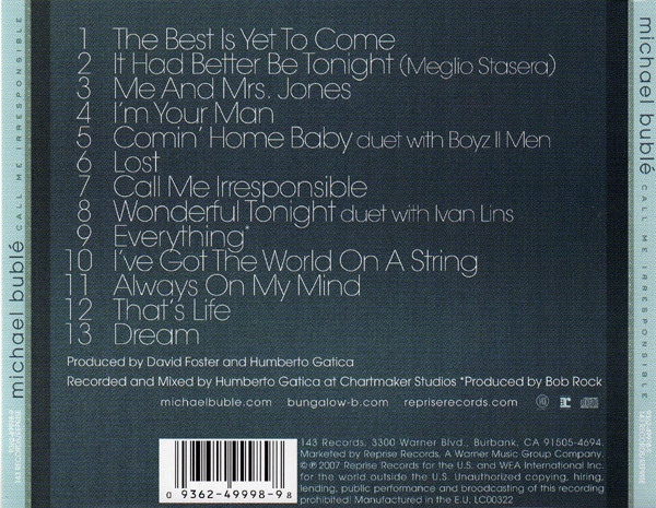 Michael Bublé - Call Me Irresponsible | 143 Records (9362-49998-9) - 2 Michael Bublé - Call Me Irresponsible | 143 Records (9362-49998-9) - 2