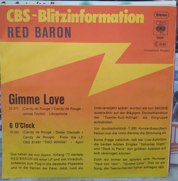 Red Baron - Gimme Love | CBS (CBS S 5899) - 2