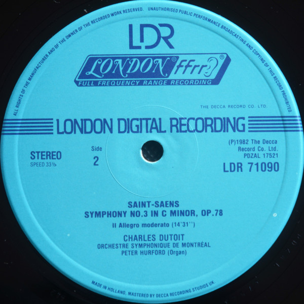 Camille Saint-Saëns / Orchestre symphonique de Montréal , Charles Dutoit  -  Peter Hurford - Organ Symphony - Orgel-Symphonie | London Records (LDR 71090) - 4