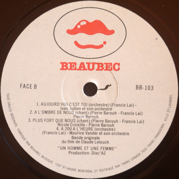 Francis Lai - Un Homme Et Une Femme (Bande Originale Sonore) | Beaubec (BB-103) - 4