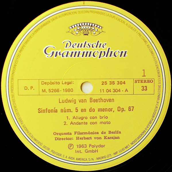 Ludwig van Beethoven - Berliner Philharmoniker Dir. Herbert von Karajan - Sinfonía No. 5 | Deutsche Grammophon (25 35 304) - 3