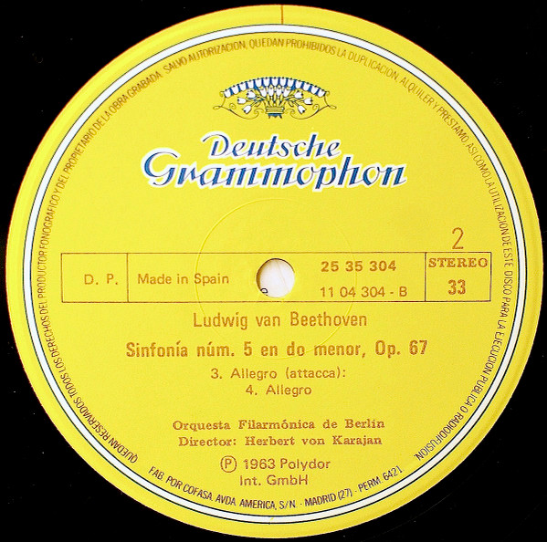 Ludwig van Beethoven - Berliner Philharmoniker Dir. Herbert von Karajan - Sinfonía No. 5 | Deutsche Grammophon (25 35 304) - 4