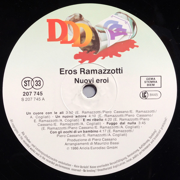 Eros Ramazzotti - Nuovi Eroi | DDD (207 745) - 3