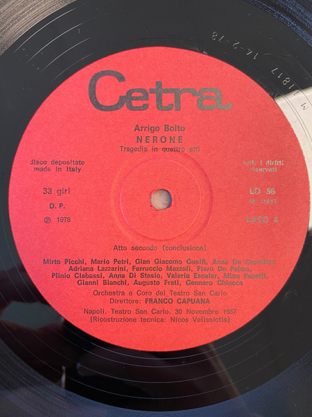 Franco Capuana , Mirto Picchi , Giangiacomo Guelfi , Adriana Lazzarini , Arrigo Boito , Mario Petri , Anna de Cavalieri , Ferruccio Mazzoli , Orchestra Del Teatro Di San Carlo - Nerone | Cetra (LO 56) - 4