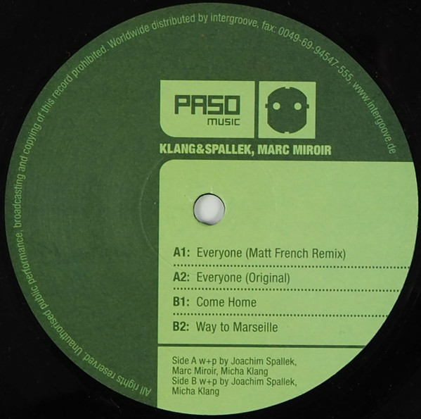 Klang & Spallek , Marc Miroir - Everyone | Paso Music (PASO 003) - main