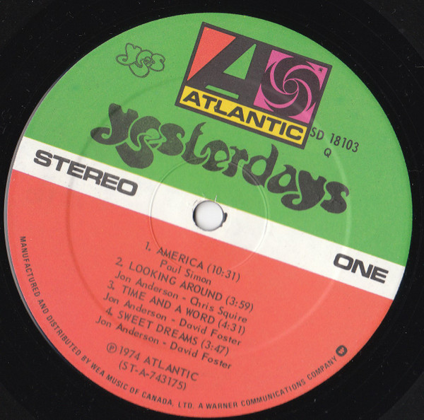 Yes - Yesterdays | Atlantic (SD 18103) - 3