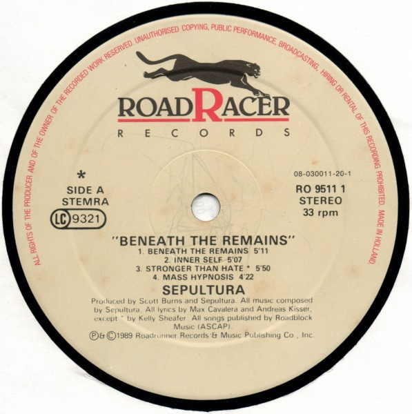 Sepultura - Beneath The Remains | Roadracer Records (RO9511-1) - 3