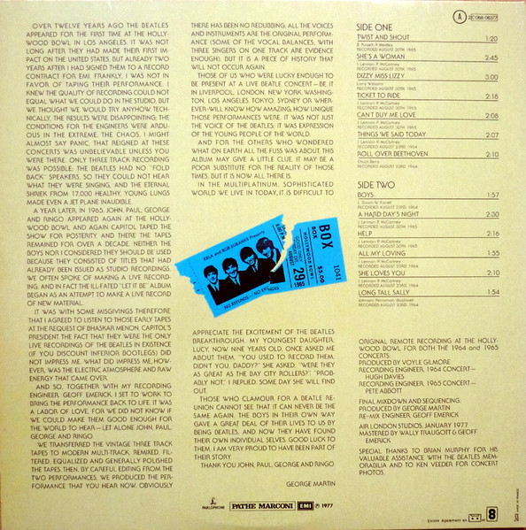 The Beatles - The Beatles At The Hollywood Bowl | Parlophone (2C 068 06377) - 2 The Beatles - The Beatles At The Hollywood Bowl | Parlophone (2C 068 06377) - 2