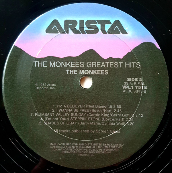 The Monkees - The Monkees Greatest Hits | Arista (VPL1 7518) - main The Monkees - The Monkees Greatest Hits | Arista (VPL1 7518) - main