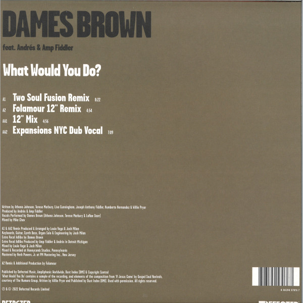 Dames Brown Feat. Andrés & Amp Fiddler - What Would You Do? | Defected (DFTD635R) - 2