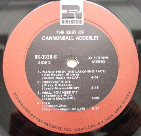 Cannonball Adderley - The Best Of Cannonball Adderley | Riverside Records (RS 3038) - 4
