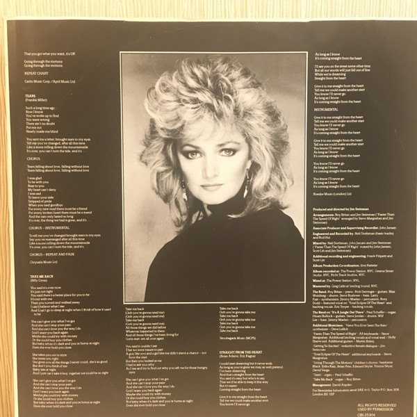 Bonnie Tyler - Faster Than The Speed Of Night | CBS (CBS 25304) - 4