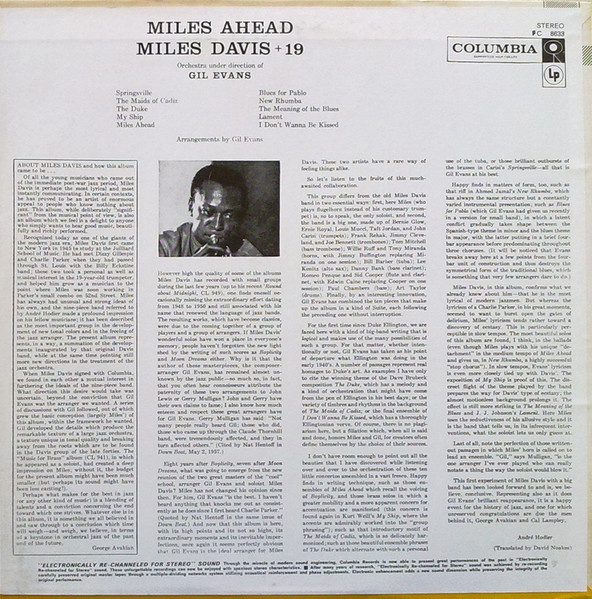 Miles Davis + 19 , Gil Evans - Miles Ahead | Columbia (PC 8633) - 2