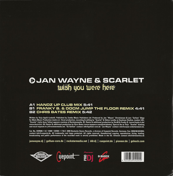 Jan Wayne & Scarlet - Wish You Were Here | Deutsche Dance Records (DDR006) - 2
