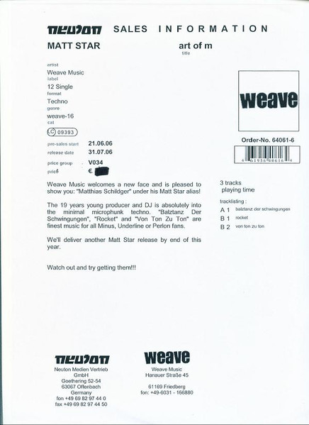 Matt Star - Art Of M | Weave Music (weave-16) - 2 Matt Star - Art Of M | Weave Music (weave-16) - 2