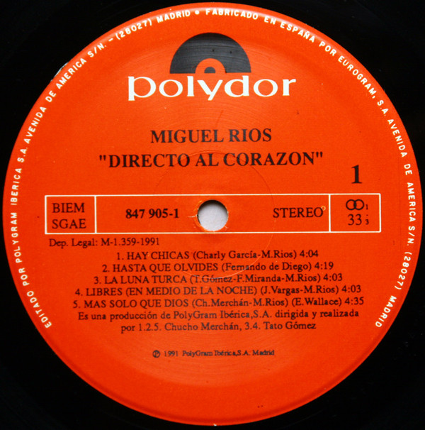 Miguel Ríos - Directo Al Corazón | Polydor (847 905-1) - main