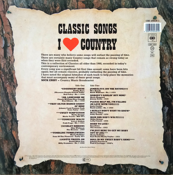 Various - Classic Songs - I Love Country | CBS (450430 1) - 2 Various - Classic Songs - I Love Country | CBS (450430 1) - 2