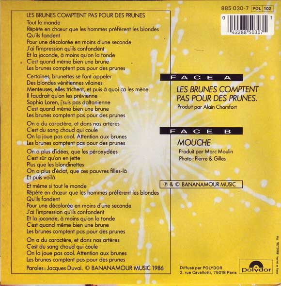Lio - Les Brunes Comptent Pas Pour Des Prunes | Polydor (885 030-7) - 2