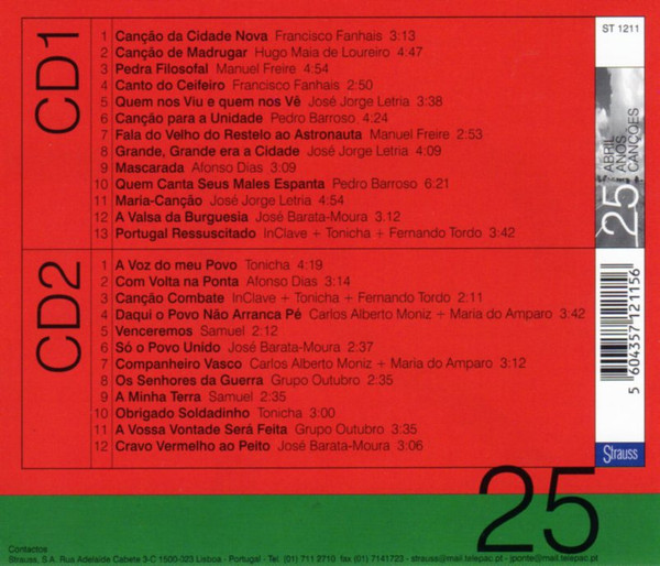 Various - 25 (25Abril 25Anos 25Canções Ante, Após Revolução) | Strauss (ST 1211) - 2 Various - 25 (25Abril 25Anos 25Canções Ante, Após Revolução) | Strauss (ST 1211) - 2