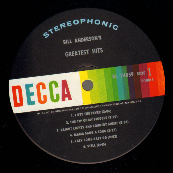 Bill Anderson - Bill Anderson's Greatest Hits | Decca (DL 74859) - 4 Bill Anderson - Bill Anderson's Greatest Hits | Decca (DL 74859) - 4