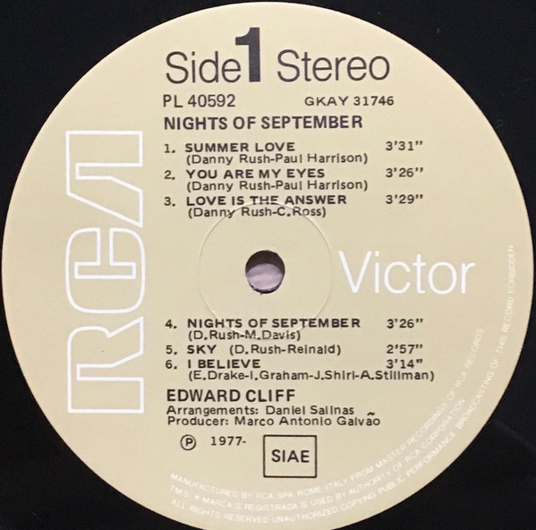 Edward Cliff - Nights Of September | RCA Victor (PL40592) - 2