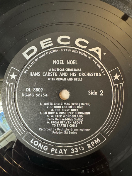 Hans Carste - Noël Noël A Musical Christmas | Decca (DL 8809) - 2