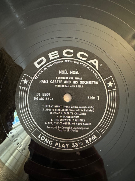Hans Carste - Noël Noël A Musical Christmas | Decca (DL 8809) - main