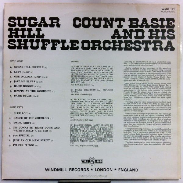 Count Basie Orchestra - Sugar Hill Shuffle | Windmill (WMD 197) - 2