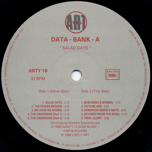 Data-Bank-A - Salad Days | Lively Art (ARTY 16) - 4
