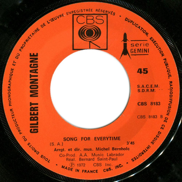 Gilbert Montagné - Aime-Moi / Song For Everytime | CBS (8183) - 4