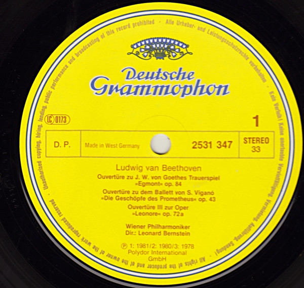 Wiener Philharmoniker • Leonard Bernstein / Ludwig van Beethoven - Ouvertüren • Overtures | Deutsche Grammophon (2531 347) - 3
