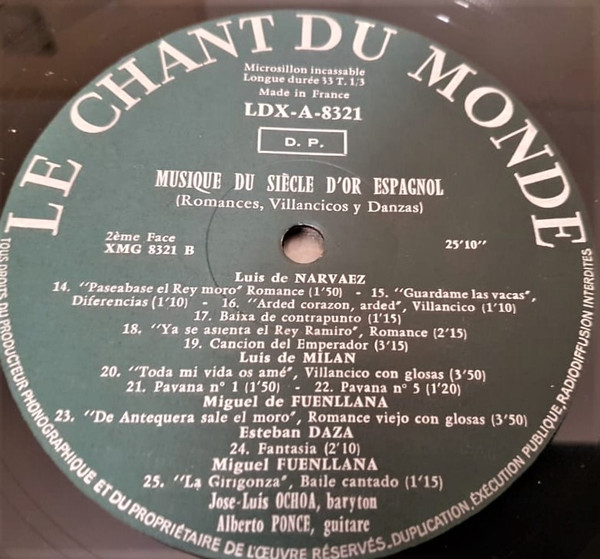José-Luis Ochoa , Alberto Ponce - Musique Du Siecle D' Or Espagnol | Le Chant Du Monde (LDX-A-8321) - 4