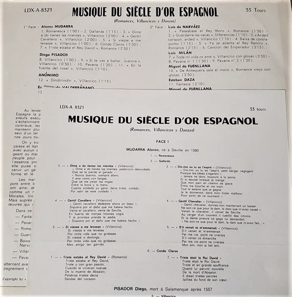 José-Luis Ochoa , Alberto Ponce - Musique Du Siecle D' Or Espagnol | Le Chant Du Monde (LDX-A-8321) - 3