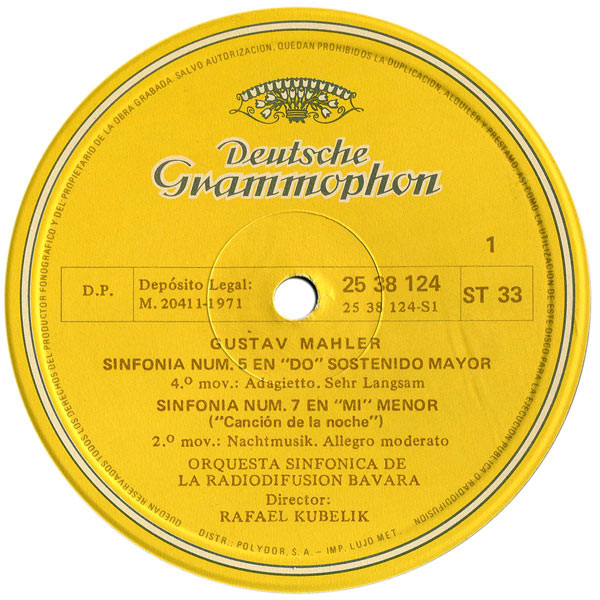 Gustav Mahler - Symphonie-Orchester Des Bayerischen Rundfunks , Rafael Kubelik - Temas De La Película De Visconti "Muerte En Venecia" | Deutsche Grammophon (25 38 124)