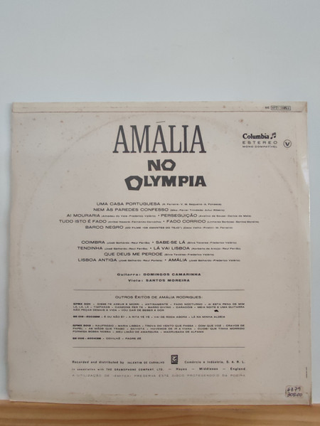 Amália Rodrigues - Amália No Olympia | Columbia (8E 072-11062) - 2