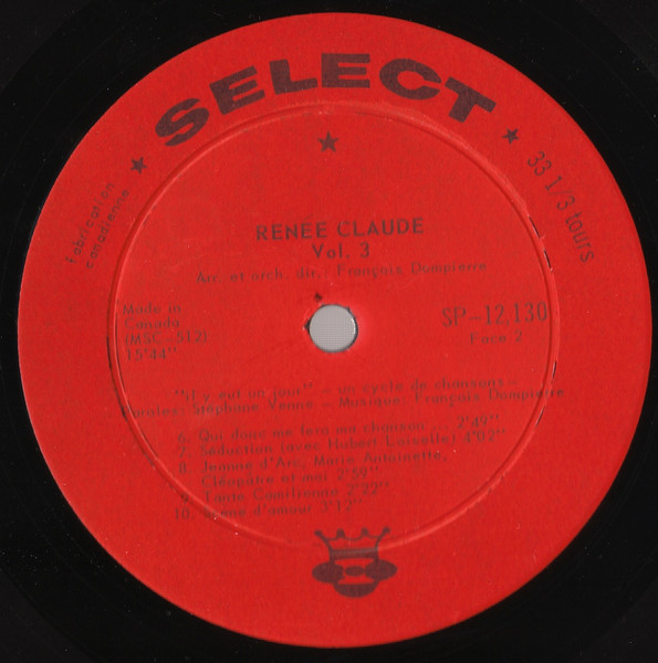 Renée Claude - Vol. 3 Il Y Eut Un Jour [Vinyl] | Select (SP-12.130) - 4