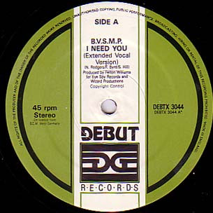 B.V.S.M.P. - I Need You | Debut Edge Records (DEBTX 3044) - 2