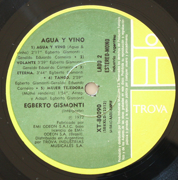 Egberto Gismonti - Agua Y Vino | Trova (XT 80090) - 4 Egberto Gismonti - Agua Y Vino | Trova (XT 80090) - 4