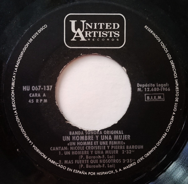 Francis Lai - Un Homme Et Une Femme = Un Hombre Y Una Mujer (Banda Sonora Original De La Película) | United Artists Records (HU 067-137) - 3 Francis Lai - Un Homme Et Une Femme = Un Hombre Y Una Mujer (Banda Sonora Original De La Película) | United Artists Records (HU 067-137) - 3