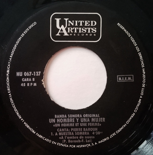 Francis Lai - Un Homme Et Une Femme = Un Hombre Y Una Mujer (Banda Sonora Original De La Película) | United Artists Records (HU 067-137) - 4 Francis Lai - Un Homme Et Une Femme = Un Hombre Y Una Mujer (Banda Sonora Original De La Película) | United Artists Records (HU 067-137) - 4
